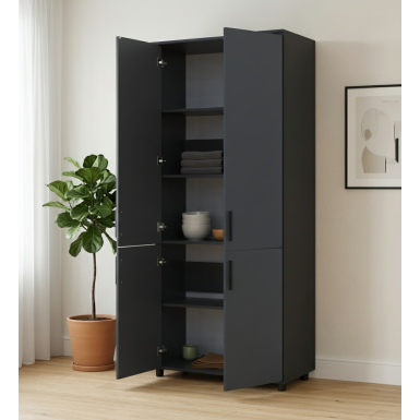 Nyílóajtós gardrobszekrény Doros Thorn Antracit 2 ajtó polcokkal 90x51,6x200 (44900444)