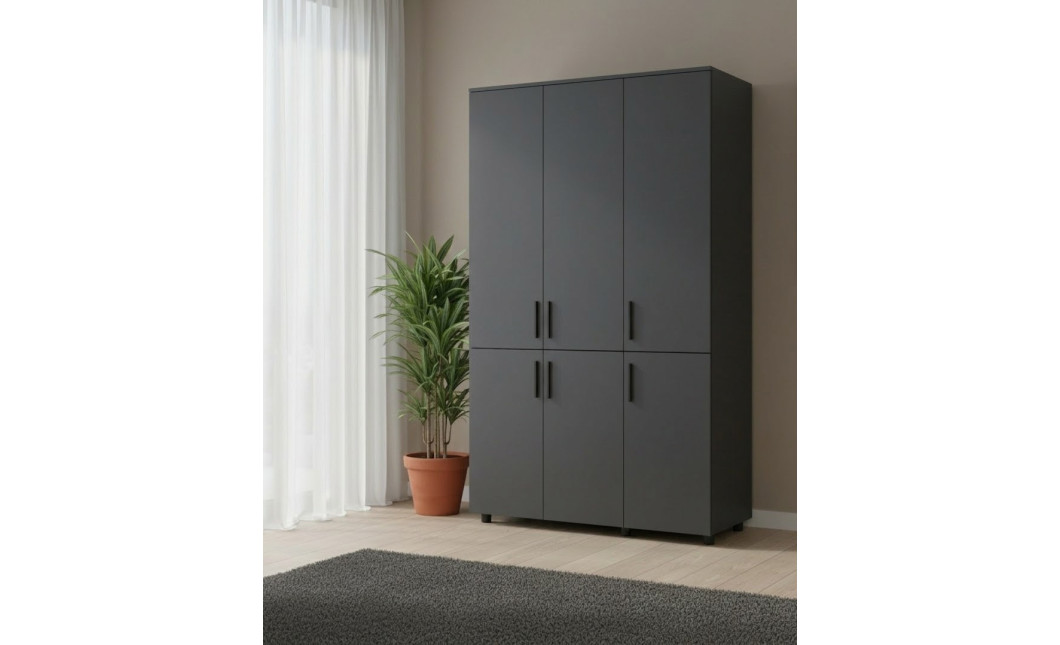 Nyílóajtós gardrobszekrény Doros Thorn Antracit 3 ajtó vállfás 135x51,6x200 (44900491)