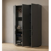 Nyílóajtós gardrobszekrény Doros Thorn Antracit 3 ajtó vállfás 135x51,6x200 (44900491)