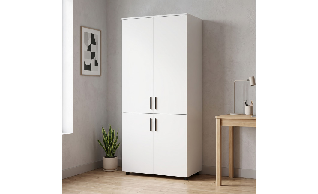 Nyílóajtós gardrobszekrény Doros Thorn Fehér 2 ajtó polcokkal 90x51,6x200 (44900436)