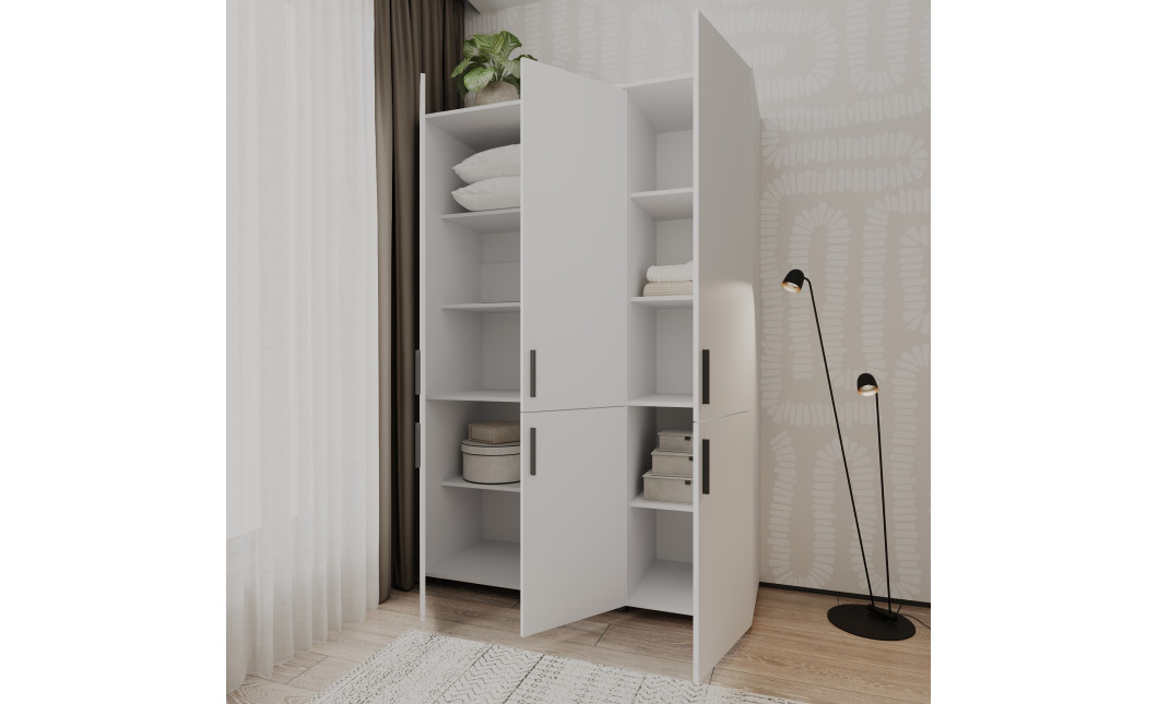 Nyílóajtós gardrobszekrény Doros Thorn Fehér 3 ajtó polcokkal 135x51,6x200 (44900484)