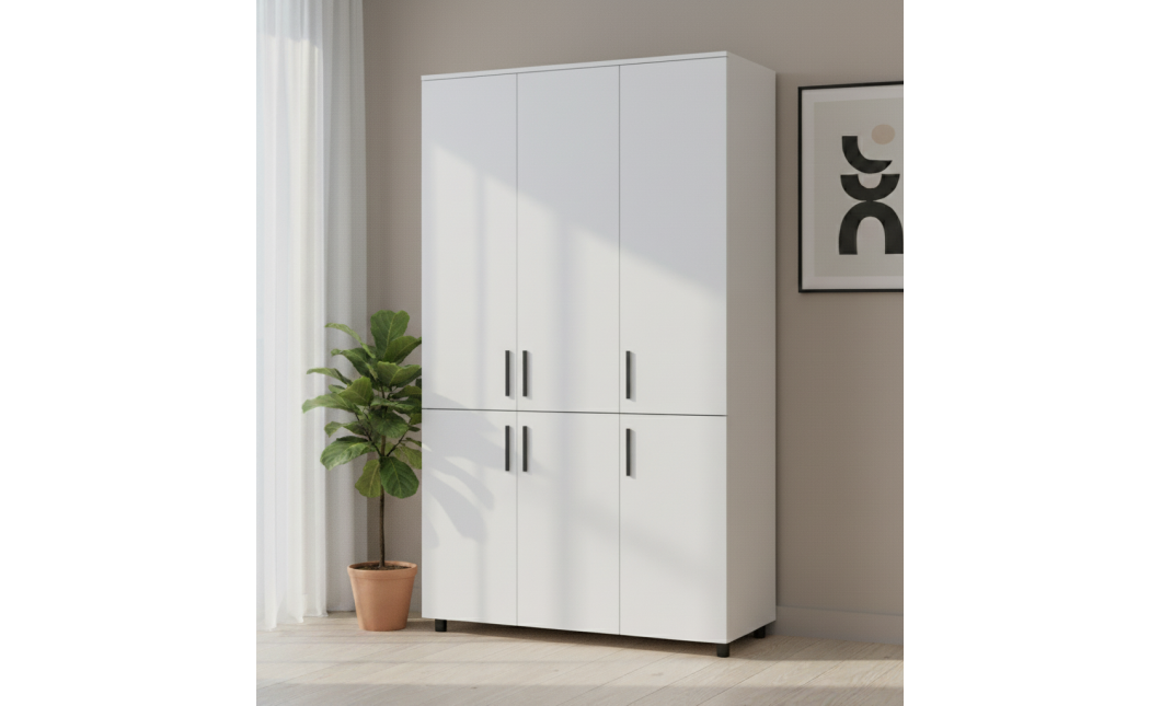 Nyílóajtós gardrobszekrény Doros Thorn Fehér 3 ajtó polcokkal 135x51,6x200 (44900484)