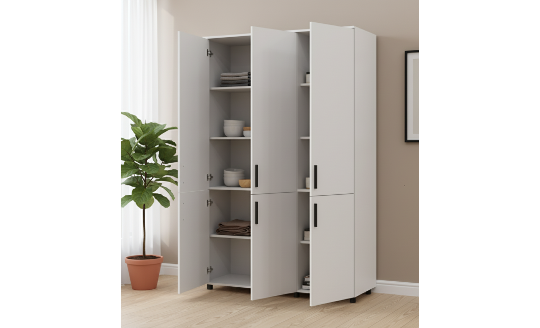 Nyílóajtós gardrobszekrény Doros Thorn Fehér 3 ajtó polcokkal 135x51,6x200 (44900484)