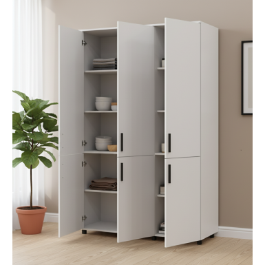 Nyílóajtós gardrobszekrény Doros Thorn Fehér 3 ajtó polcokkal 135x51,6x200 (44900484)
