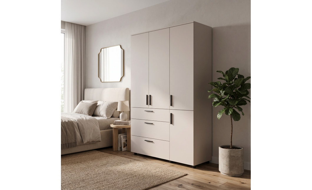 Nyílóajtós gardrobszekrény Doros Thorn Kasmír 3 ajtó/3 fiók polcokkal 135x51,6x200 (44900498)