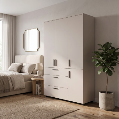 Nyílóajtós gardrobszekrény Doros Thorn Kasmír 3 ajtó/3 fiók polcokkal 135x51,6x200 (44900498)