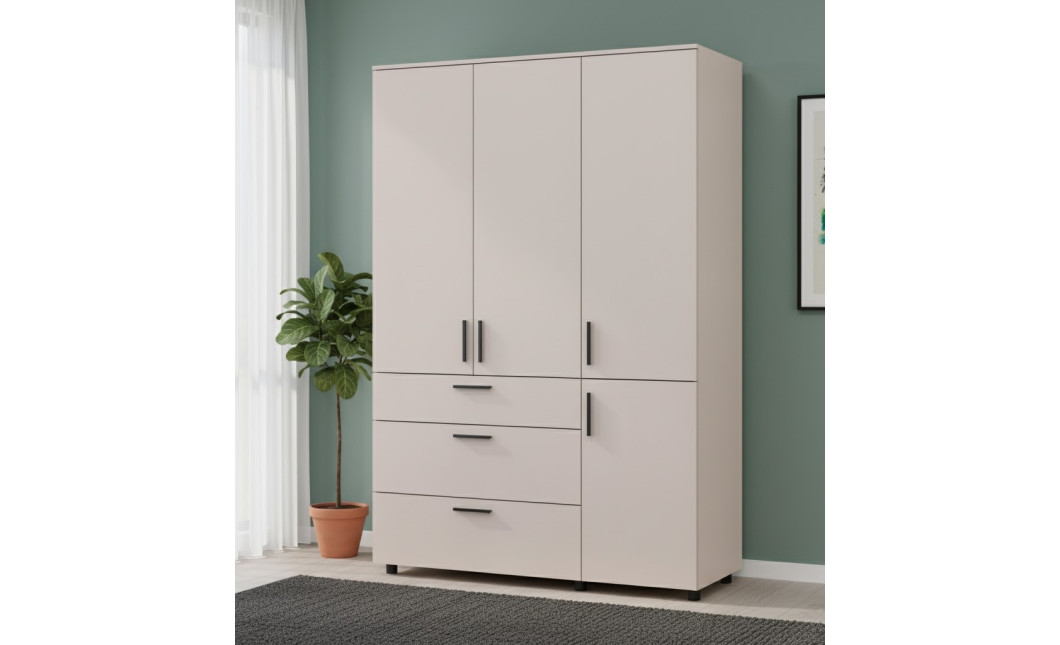 Nyílóajtós gardrobszekrény Doros Thorn Kasmír 3 ajtó/3 fiók vállfás 135x51,6x200 (44900497)