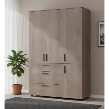 Nyílóajtós gardrobszekrény Doros Thorn Cremona Cannolo 3 ajtó/3 fiók polcokkal 135x51,6x200 (44900478)
