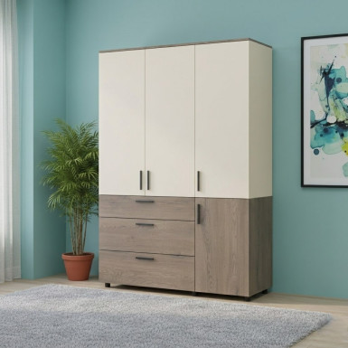 Nyílóajtós gardrobszekrény Doros Thorn Cremona Cannolo/Kasmír 3 ajtó/3 fiók vállfás 135x51,6x200 (44900501)