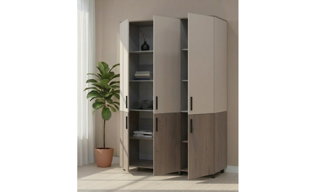 Nyílóajtós gardrobszekrény Doros Thorn Cremona Cannolo/Kasmír 3 ajtó polcokkal 135x51,6x200 (44900500)