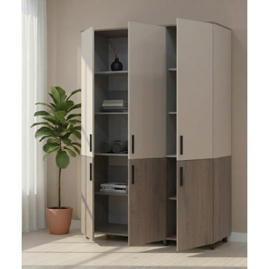 Nyílóajtós gardrobszekrény Doros Thorn Cremona Cannolo/Kasmír 3 ajtó polcokkal 135x51,6x200 (44900500)