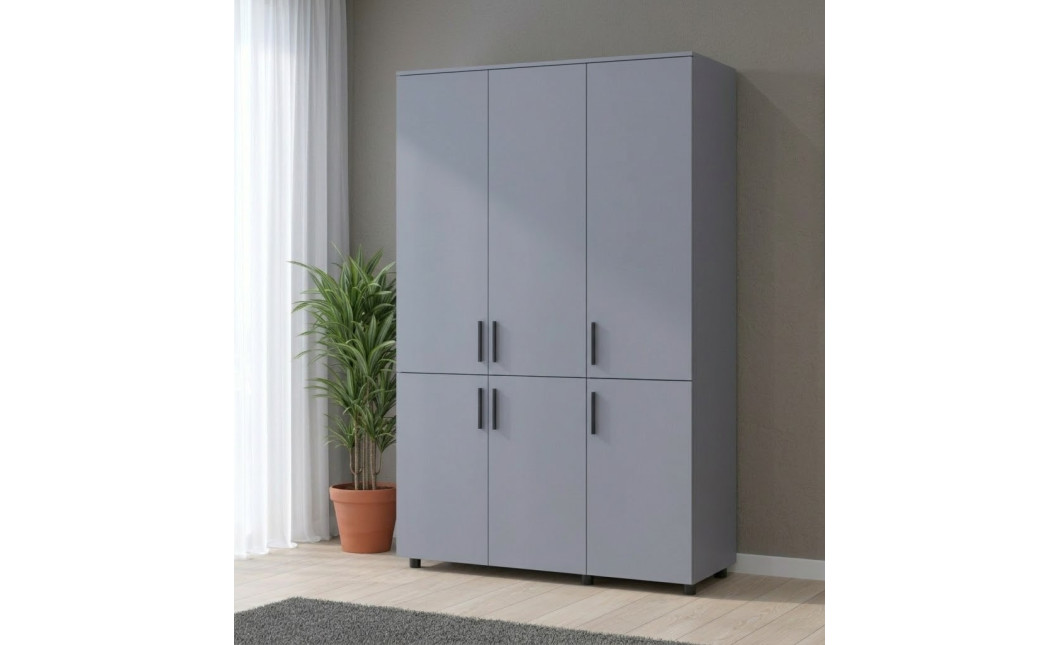 Nyílóajtós gardrobszekrény Doros Thorn Szürke 3 ajtó vállfás 135x51,6x200 (44900487)