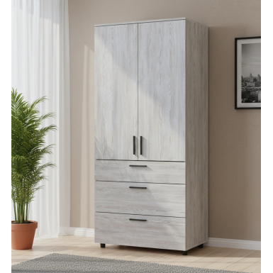 Nyílóajtós gardrobszekrény Doros Thorn Natti Lúcc 2 ajtó/3 fiók polcokkal 90x51,6x200 (44900434)