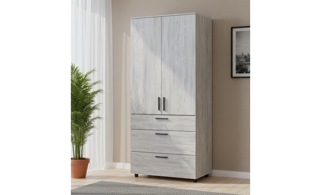 Nyílóajtós gardrobszekrény Doros Thorn Natti Lúcc 2 ajtó/3 fiók vállfás 90x51,6x200 (44900433)