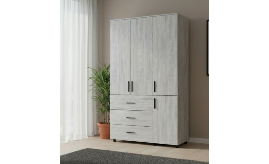 Nyílóajtós gardrobszekrény Doros Thorn Natti Lúcc 3 ajtó/3 fiók polcokkal 135x51,6x200 (44900482)