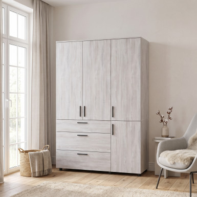 Nyílóajtós gardrobszekrény Doros Thorn Natti Lúcc 3 ajtó/3 fiók vállfás 135x51,6x200 (44900481)