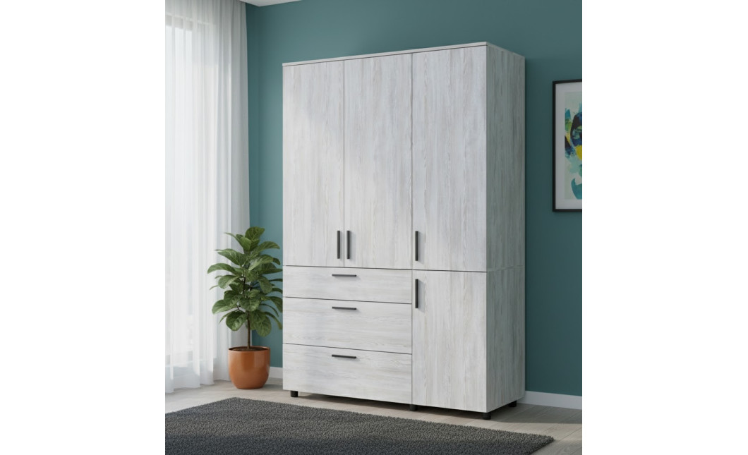 Nyílóajtós gardrobszekrény Doros Thorn Natti Lúcc 3 ajtó/3 fiók vállfás 135x51,6x200 (44900481)