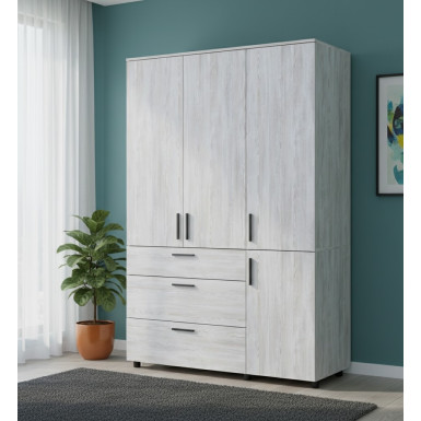 Nyílóajtós gardrobszekrény Doros Thorn Natti Lúcc 3 ajtó/3 fiók vállfás 135x51,6x200 (44900481)