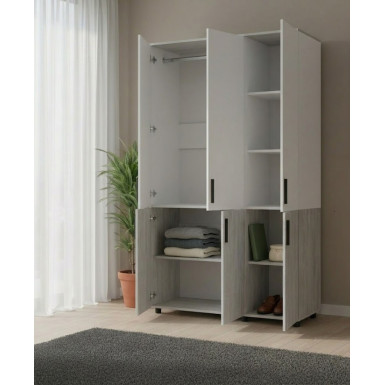 Nyílóajtós gardrobszekrény Doros Thorn Natti Lúcc/Fehér 3 ajtó vállfás 135x51,6x200 (44900507)