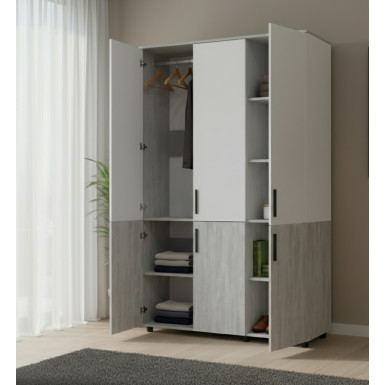 Nyílóajtós gardrobszekrény Doros Thorn Natti Lúcc/Szürke 3 ajtó vállfás 135x51,6x200 (44900511)