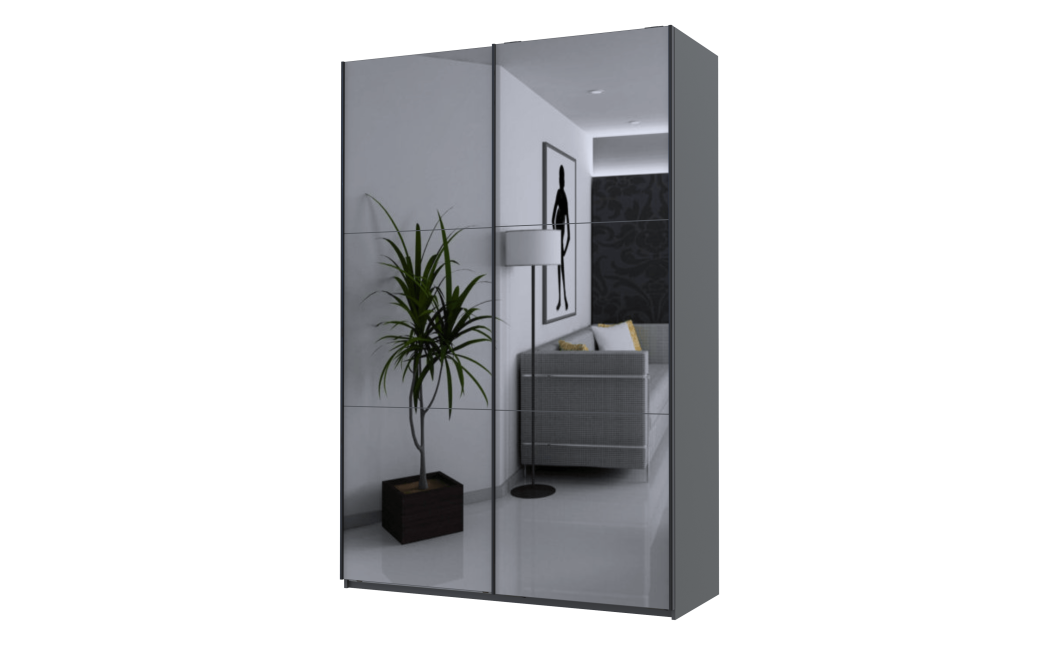 Tolóajtós gardróbszekrény Doros G-Caiser antracit 2 tükör / 3 rész 160x60x240 (42005409)