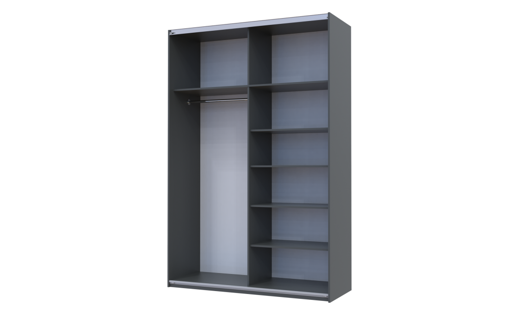 Tolóajtós gardróbszekrény Doros G-Caiser antracit 2 tükör / 3 rész 160x60x240 (42005409)