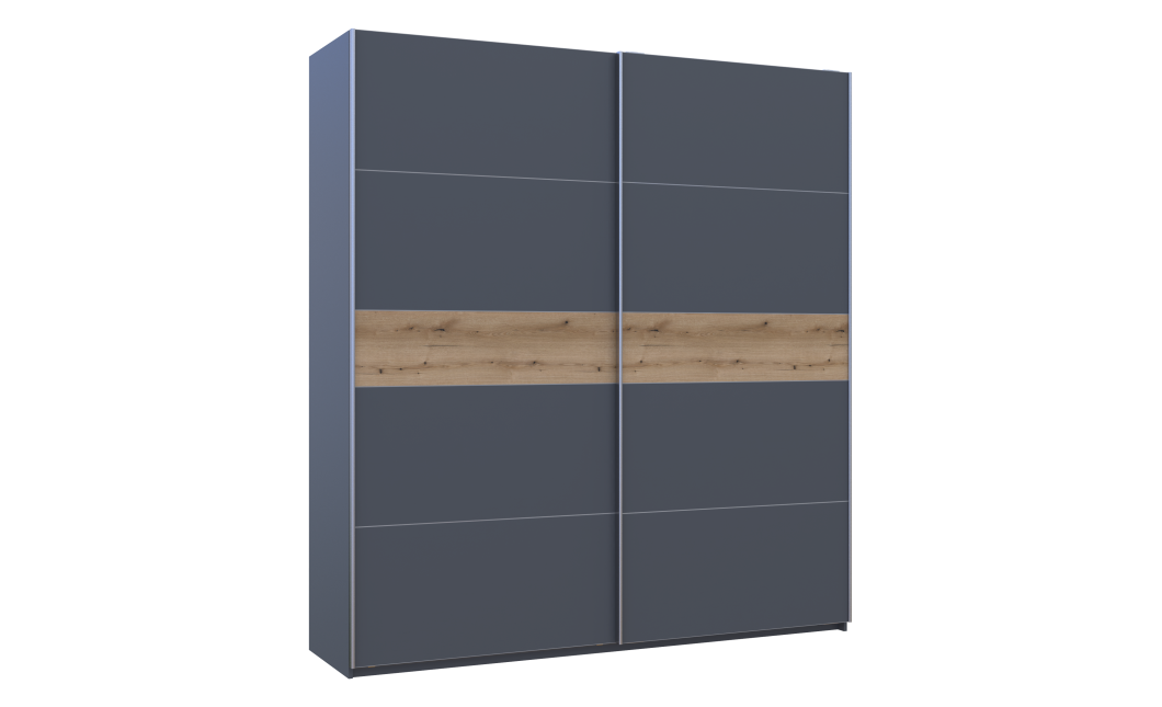Tolóajtós gardróbszekrény Doros G-Caiser antracit / antracit Evok tölgy betéttel 2 ajtó / 5 rész 220x60x240 (42005420)