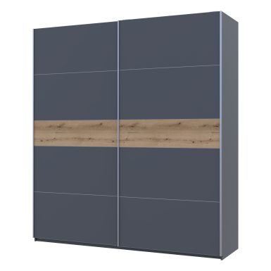 Tolóajtós gardróbszekrény Doros G-Caiser antracit / antracit Evok tölgy betéttel 2 ajtó / 5 rész 220x60x240 (42005420)