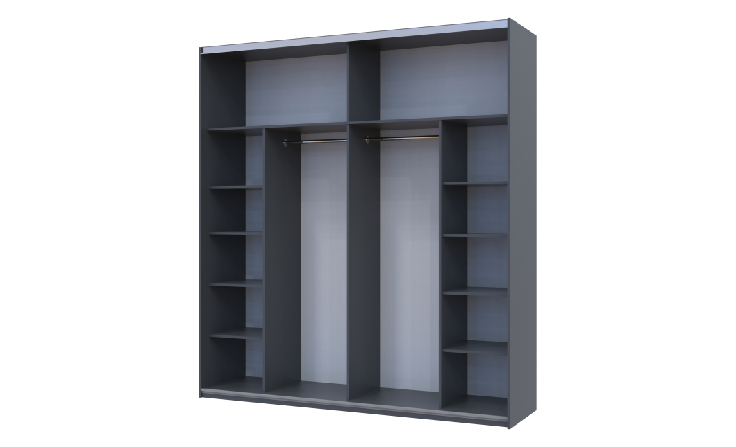 Tolóajtós gardróbszekrény Doros G-Caiser antracit / antracit Evok tölgy betéttel 2 ajtó / 5 rész 220x60x240 (42005420)
