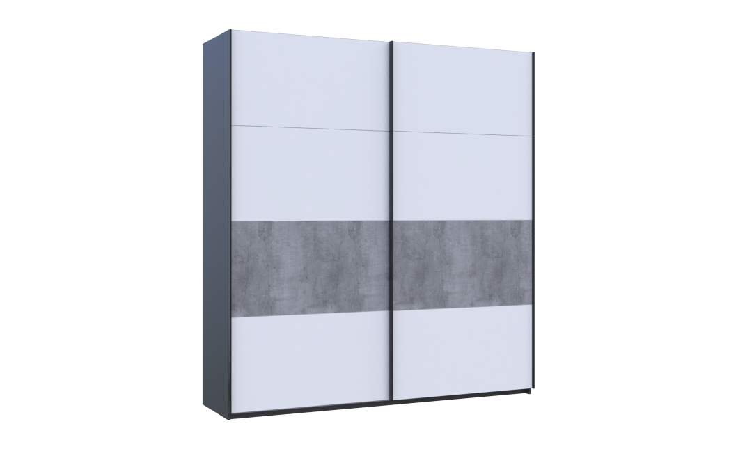 Tolóajtós gardróbszekrény Doros G-Caiser antracit / fehér beton betéttel 2 ajtó / 4 rész 220x60x240 (42005417)