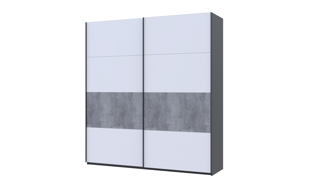 Tolóajtós gardróbszekrény Doros G-Caiser antracit / fehér beton betéttel 2 ajtó / 4 rész 220x60x240 (42005417)
