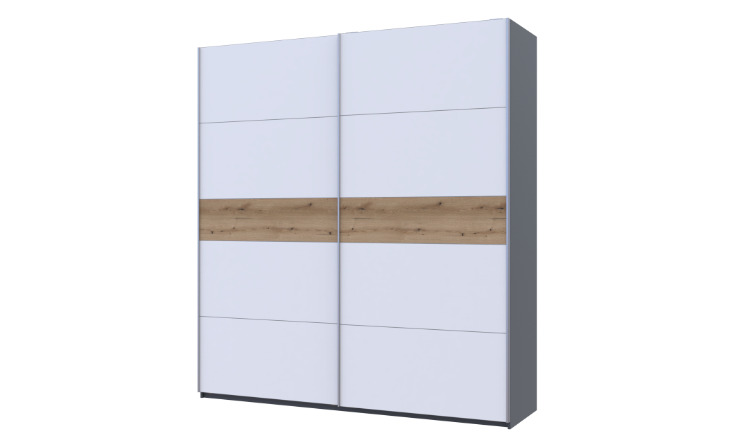 Tolóajtós gardróbszekrény Doros G-Caiser antracit / fehér Evok tölgy betéttel 2 ajtó / 5 rész 220x60x240 (42005418)