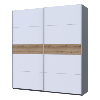 Tolóajtós gardróbszekrény Doros G-Caiser antracit / fehér Evok tölgy betéttel 2 ajtó / 5 rész 220x60x240 (42005418)