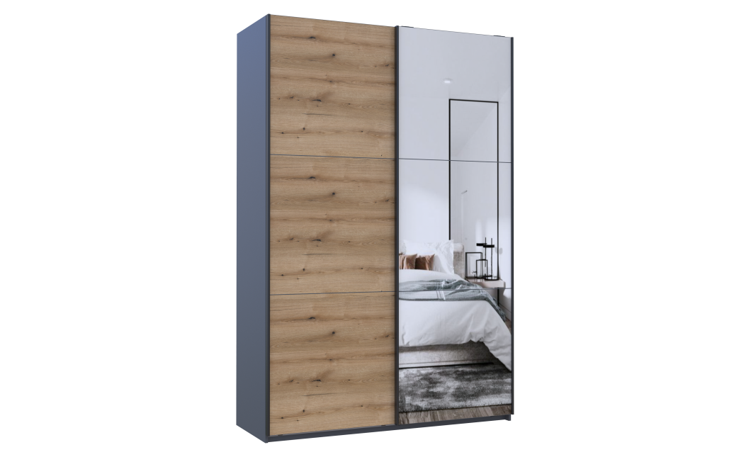 Tolóajtós gardróbszekrény Doros G-Caiser antracit / Evok tölgy 1 ajtó / 1 tükör / 3 rész 160x60x240 (42005413)