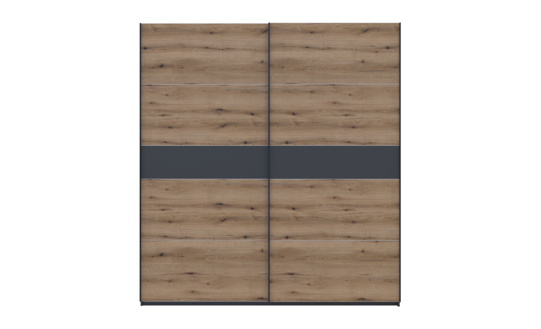 Tolóajtós gardróbszekrény Doros G-Caiser antracit / Evok tölgy antracit betéttel 2 ajtó / 5 rész 220x60x240 (42005421)