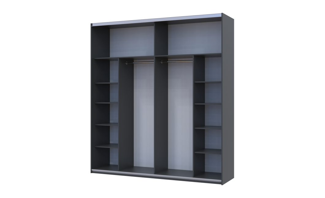 Tolóajtós gardróbszekrény Doros G-Caiser antracit / Evok tölgy antracit betéttel 2 ajtó / 5 rész 220x60x240 (42005421)