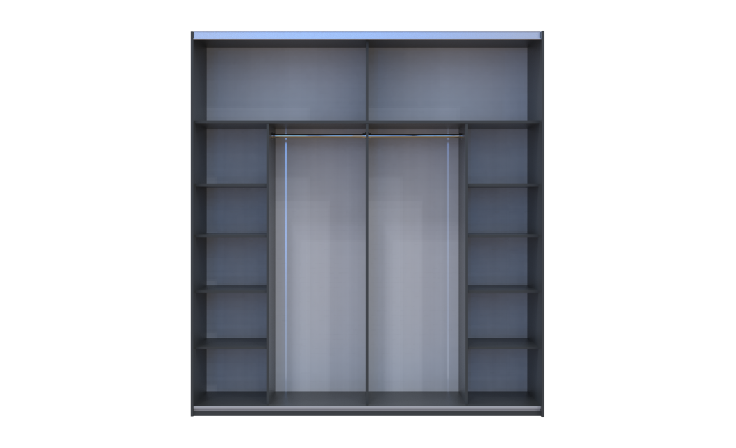 Tolóajtós gardróbszekrény Doros G-Caiser antracit / Evok tölgy antracit betéttel 2 ajtó / 5 rész 220x60x240 (42005421)