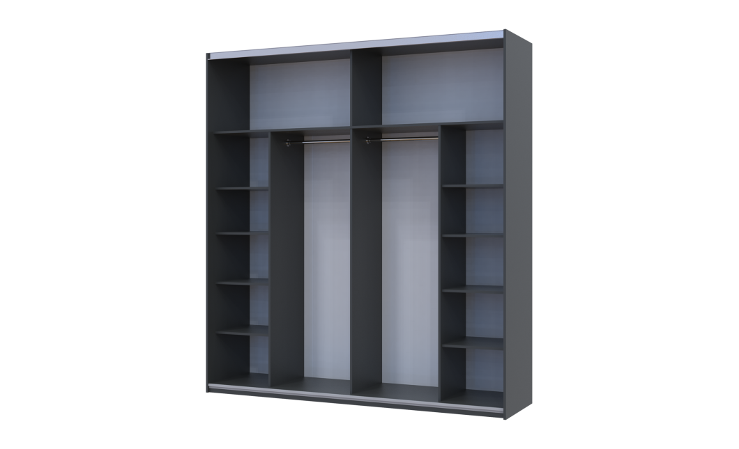 Tolóajtós gardróbszekrény Doros G-Caiser antracit / Evok tölgy antracit betéttel 2 ajtó / 5 rész 220x60x240 (42005421)