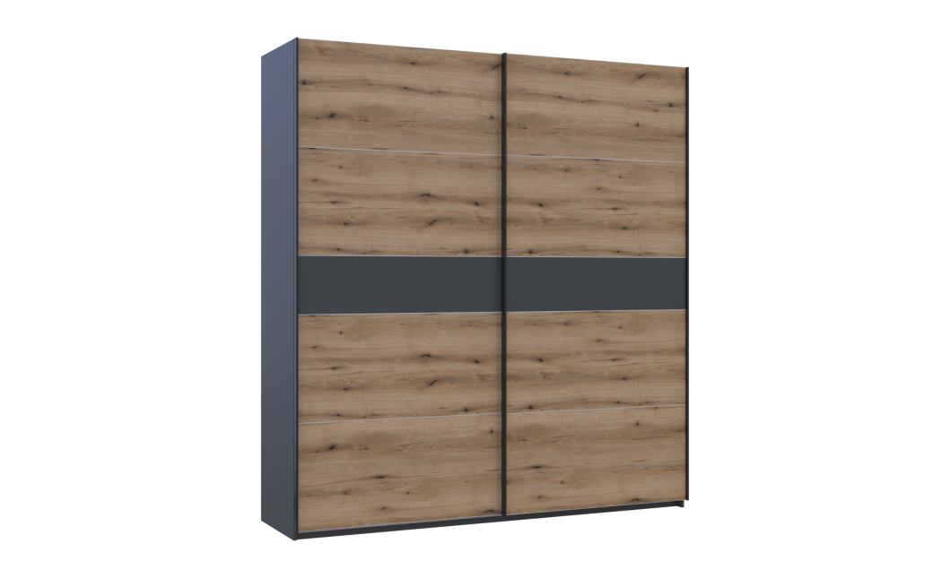 Tolóajtós gardróbszekrény Doros G-Caiser antracit / Evok tölgy antracit betéttel 2 ajtó / 5 rész 220x60x240 (42005421)
