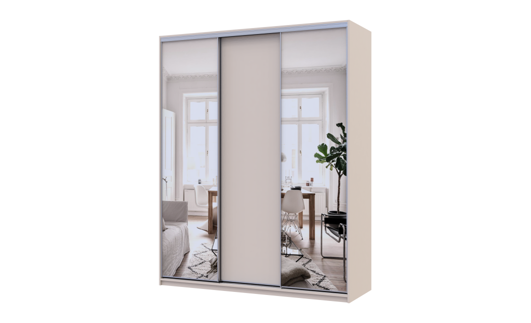 Doros City light tolóajtós gardróbszekrény Kasmír 1 Bútorlap / 2 Tükör 180х60х225 (80736368)
