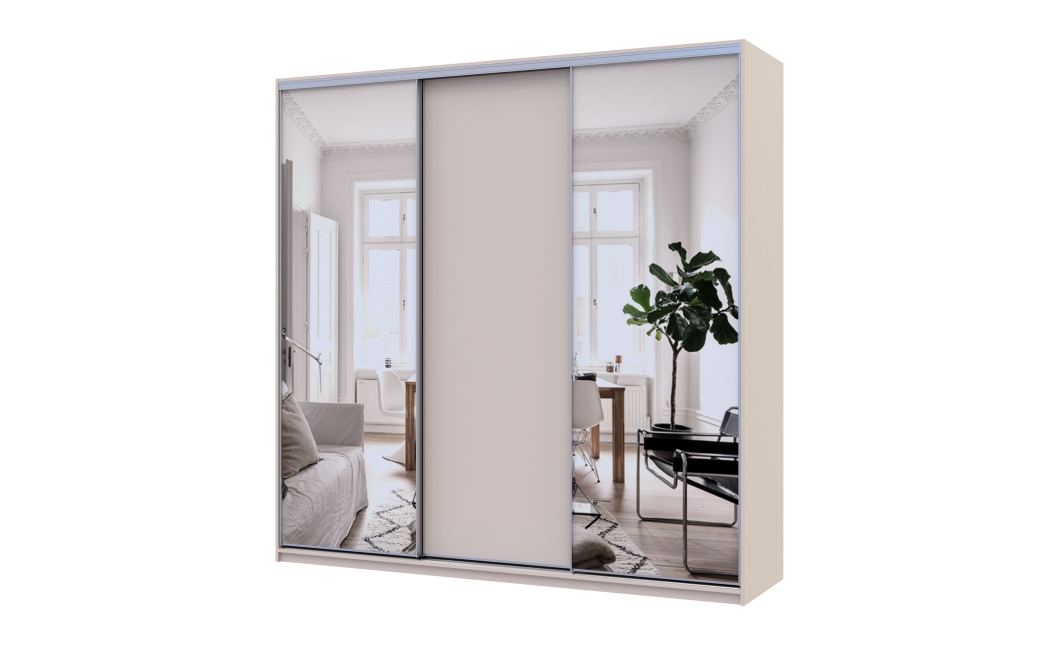 Doros City light tolóajtós gardróbszekrény Kasmír 1 Bútorlap / 2 Tükör 225х60х225 (80736380)