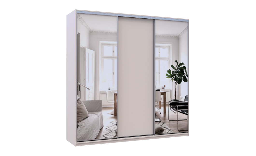 Doros City light tolóajtós gardróbszekrény Kasmír 1 Bútorlap / 2 Tükör 225х60х225 (80736380)