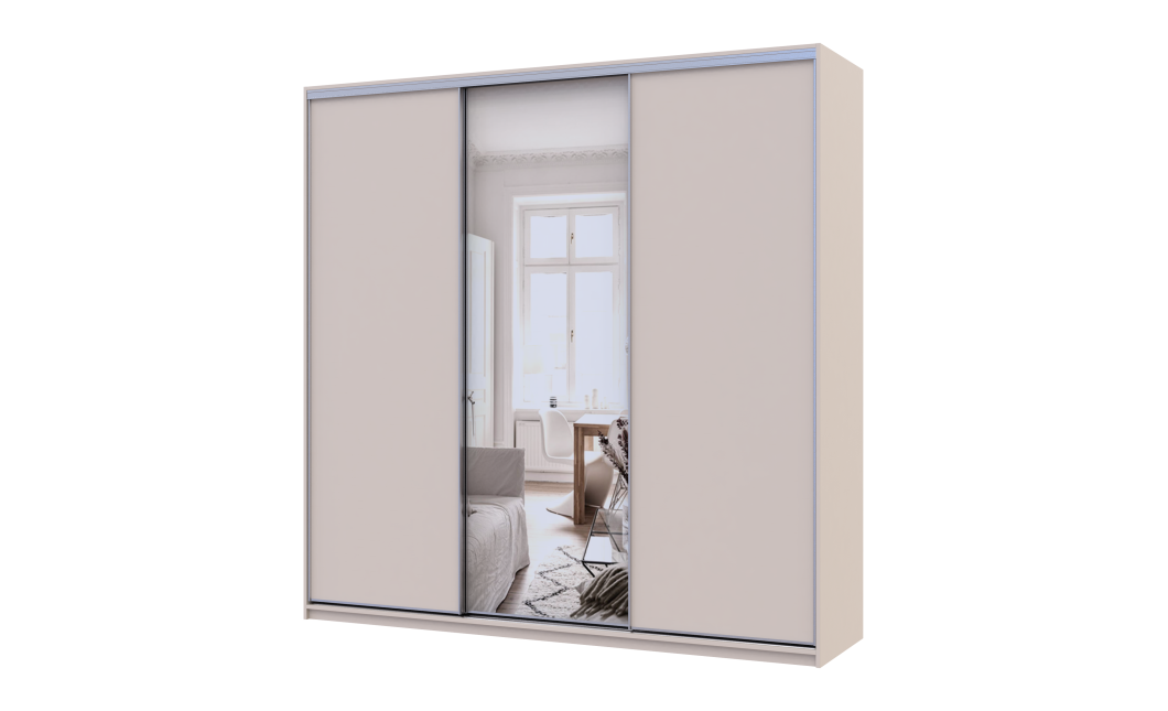 Doros City light tolóajtós gardróbszekrény Kasmír 2 Bútorlap / 1 Tükör 225х60х225 (80736383)