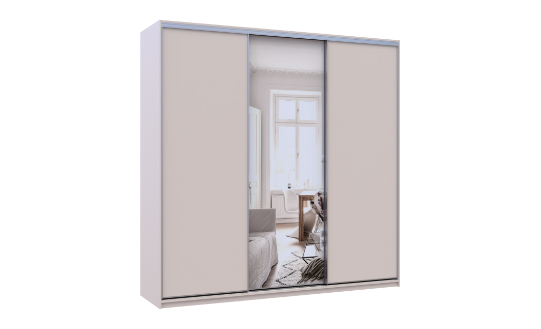 Doros City light tolóajtós gardróbszekrény Kasmír 2 Bútorlap / 1 Tükör 225х60х225 (80736383)