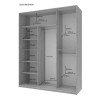 Doros City light tolóajtós gardróbszekrény Kasmír 3 Tükör 180х60х225 (80736374)