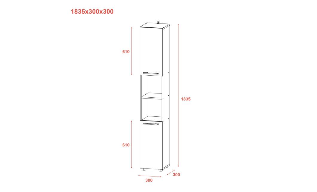 Szekrény Doros Mira Fehér bútorlap 183.5х30х30 (41510126)