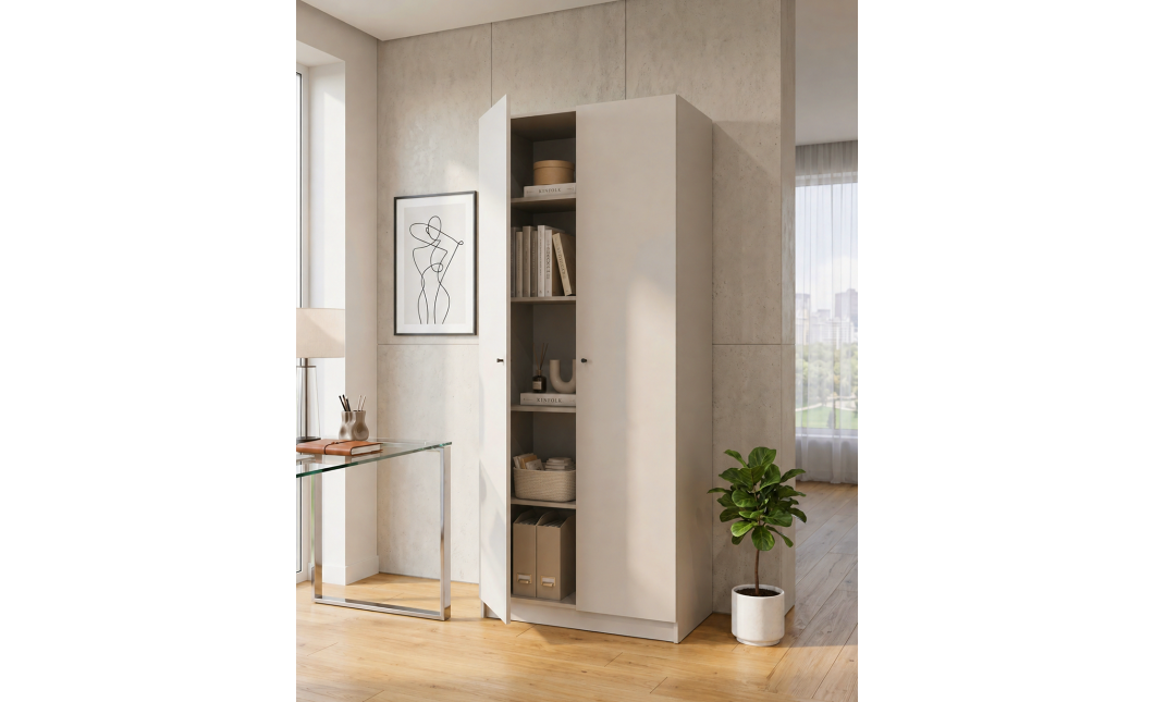 Nyílóajtós gardróbszekrény Doros Promo polcokkal kasmír 2 bútorlap 90x48x204 (80737670)