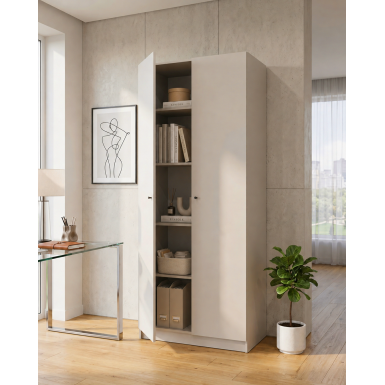 Nyílóajtós gardróbszekrény Doros Promo polcokkal kasmír 2 bútorlap 90x48x204 (80737670)