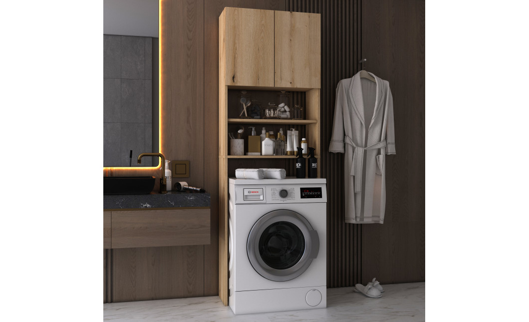 Mosógép szekrény Doros Lola Mini Ewok Tölgy 64x26,6x190 (41516205)