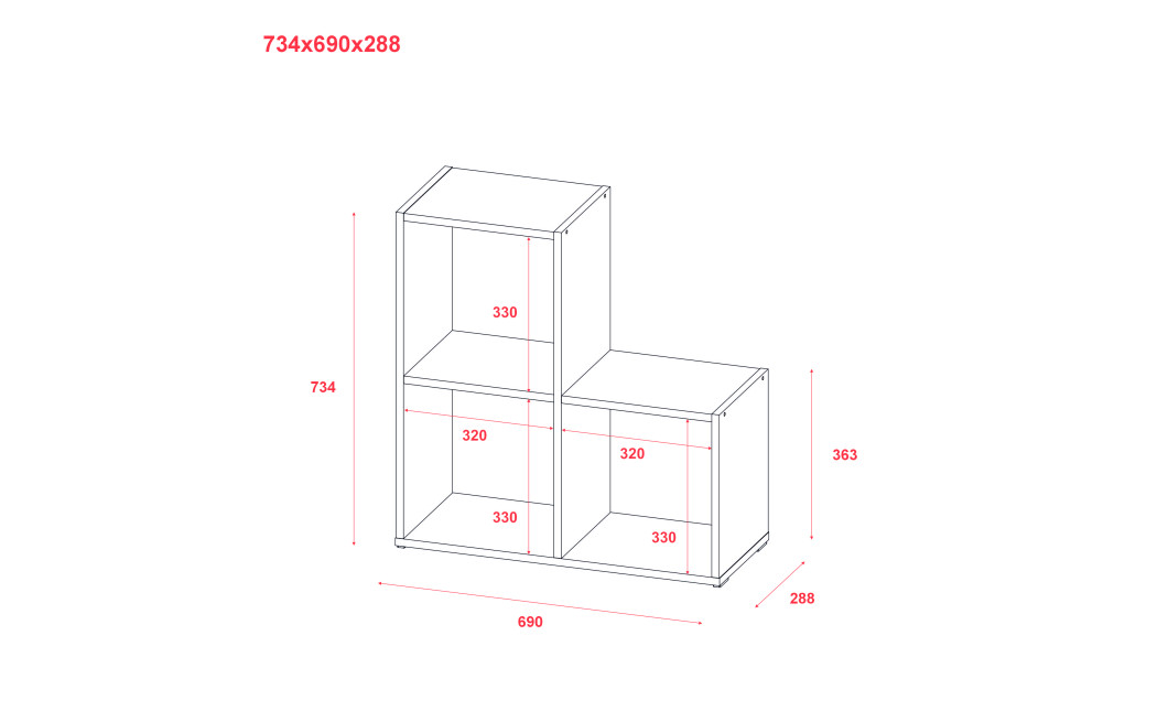 Polcrendszer Doros Step 2x2 Kasmír nyitott 69х28.8х71.4 (41516158)